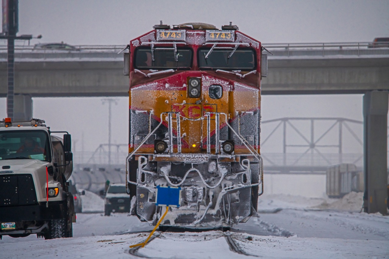 Sitting frosted up... KCS 4743 is about to get ready for their trip out of Winnipeg