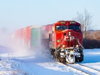 CP 8904 slows to meet a westbound at Trenton on what was probably one of the coldest mornings of the winter.