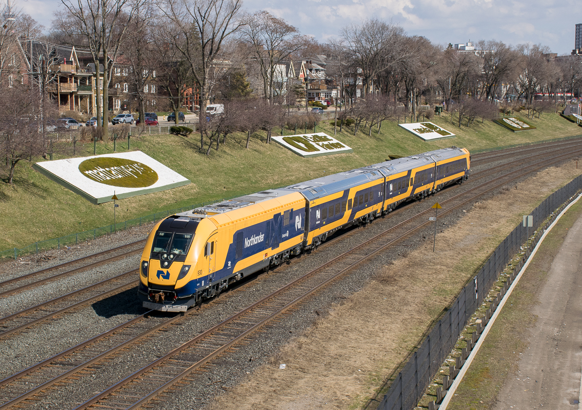 The ONR Siemens Test Train/Familiarity train rolls by Sunnyside on its way back to TMC.  This was a test train from North Bay which is to get crews familiar with their new trainsets and their route.