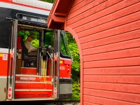 Completing his first run aboard a CLRV, Motorman Freyseng takes in all the bells and whistles available to the operator.