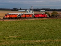 Just over a year ago, a northbound CWR catches the tail end of sun on an otherwise cloudy day with CP 5996, CP 6045, and CP 6232 leading. The multimark is probably the most iconic logo from the diesel era of the Canadian Pacific Railway. Once displayed on hundreds of locomotives, the classic logo & accompanying "action red" paint colour are down to 6 active locomotives in 2026 by my count. With SD40-2 refurbs coming in the new Keith Creel colours, this number is expected to dwindle further as time goes on. A pair in 2025 was incredible, but the question must be asked: will Ontario see a multimark duo ever again? Chances are slim but you never know...