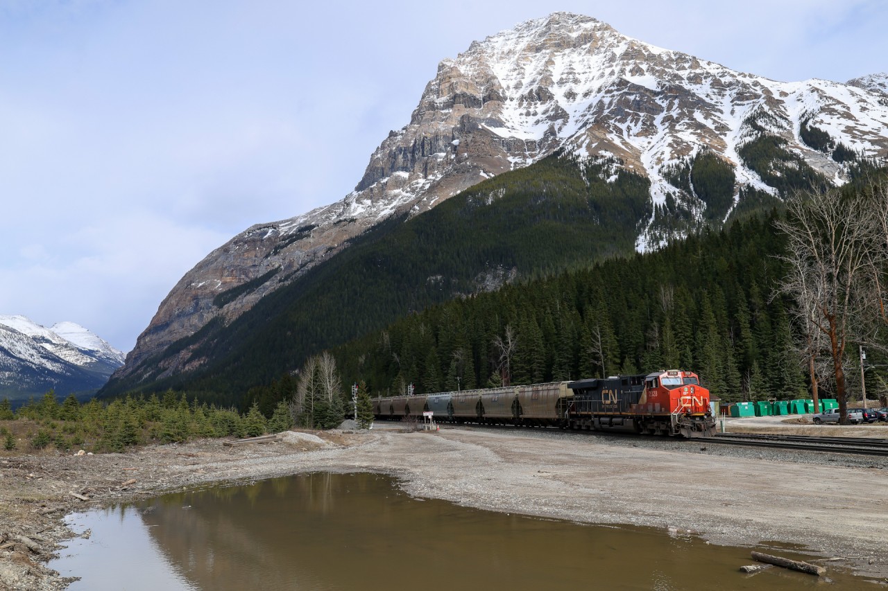 CPKC 600-936, a K+S potash train digs in for their climb up Kicking Horse Pass with CN 2994 and CN 2928.