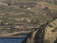 CPKC 201-20 eases to a stop at Nepa, waiting for CN B 75851 22 to clear the crossovers at the eastern end of the DRZ.  