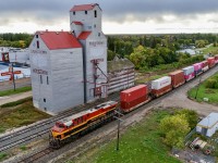 CPKC 105-18 highballs through Moosomin, Saskatchewan enroute to Broadview and points west. 