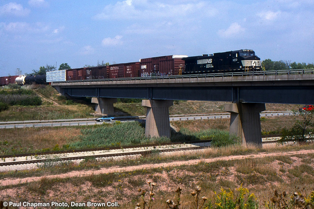 NS 445 with NS C40-9W 9100 returning to Buffalo from CN Niagara Falls Yard ran as a daily Transfer between Buffalo and Niagara Falls around noon.
