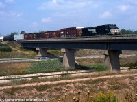 NS 445 with NS C40-9W 9100 returning to Buffalo from CN Niagara Falls Yard ran as a daily Transfer between Buffalo and Niagara Falls around noon.