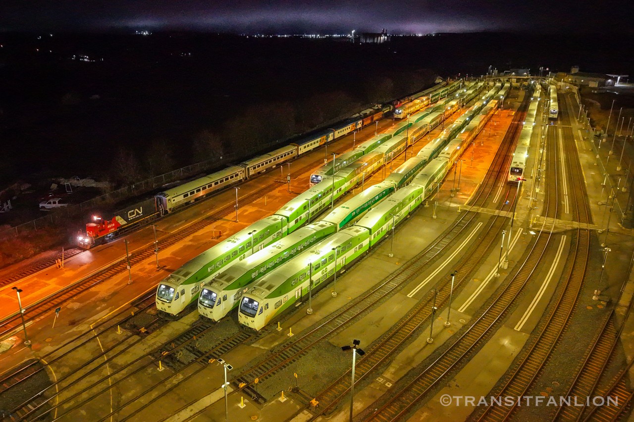 Grand Trunk Western GP9R GTW 4616 solo working on CN X54631 31, taking 15 pieces of ex- York Durham Heritage Railway now RERA's equipments from Lincolnville layover yard to Oshawa yard.