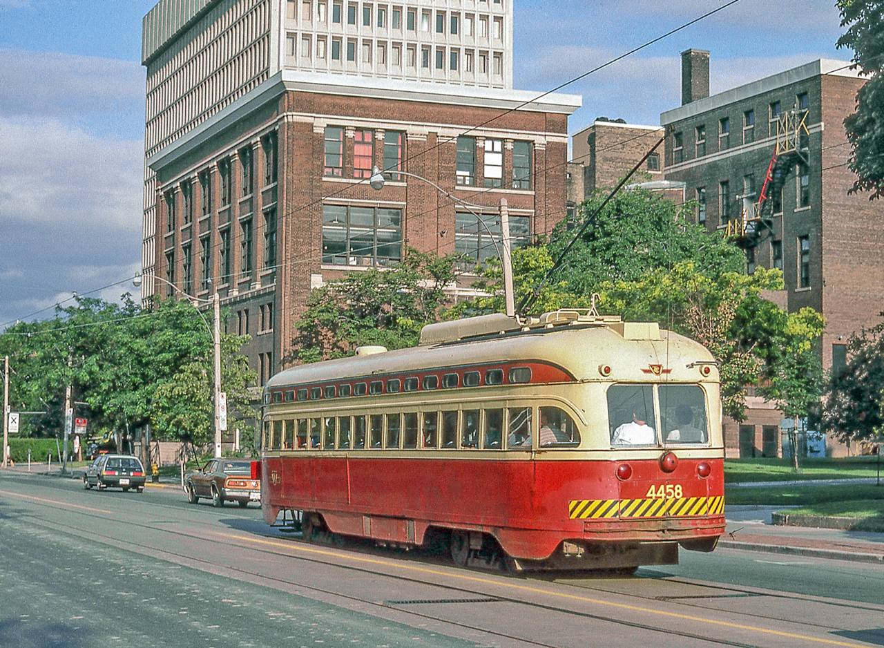 TTC 4458 is in Toronto on July 30, 1986.