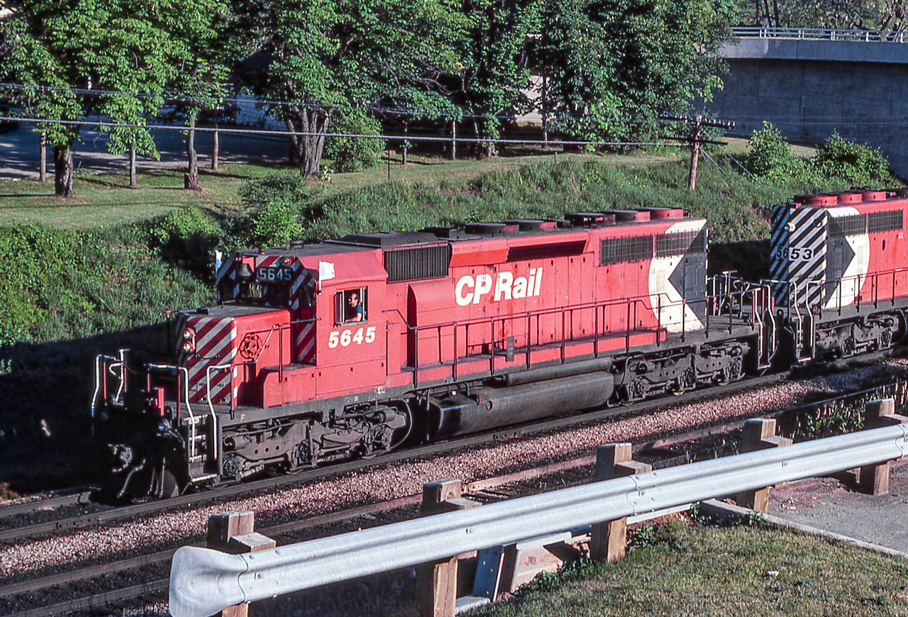 CP 5645 is eastbound just east of Bayview Junction, Ontario on June 17, 1980.