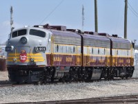   A drive by CP's HQ at Ogden Yard, Calgary found the heritage A-B-A set 1401-1900-4107 out sunning themselves.
A long lens sure helped getting this shot. 