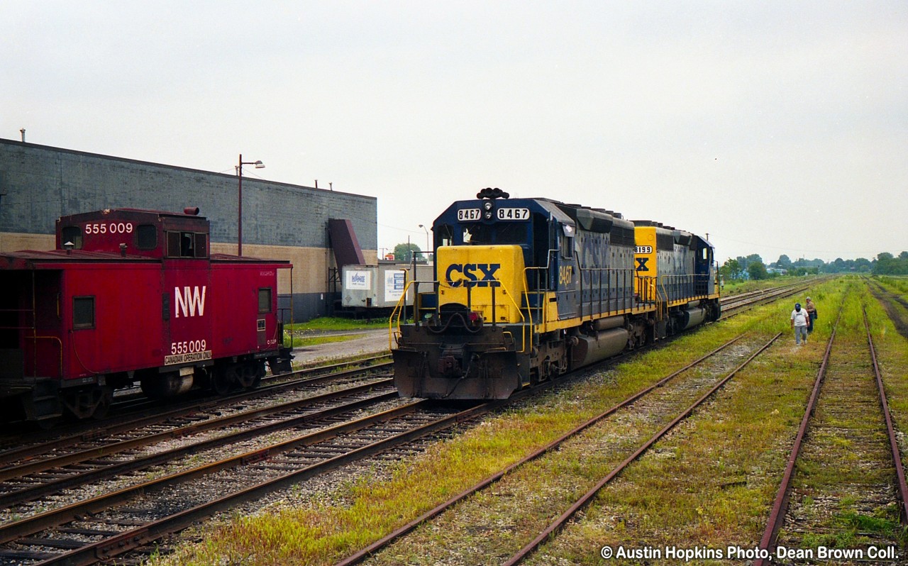 CSX SD40-2 8467 and CSX SD40-2 8199 at St. Thomas, Ontario.