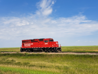 This lone EMD GP20C-ECO is seen trundling north bound just outside of Yellow Grass. 