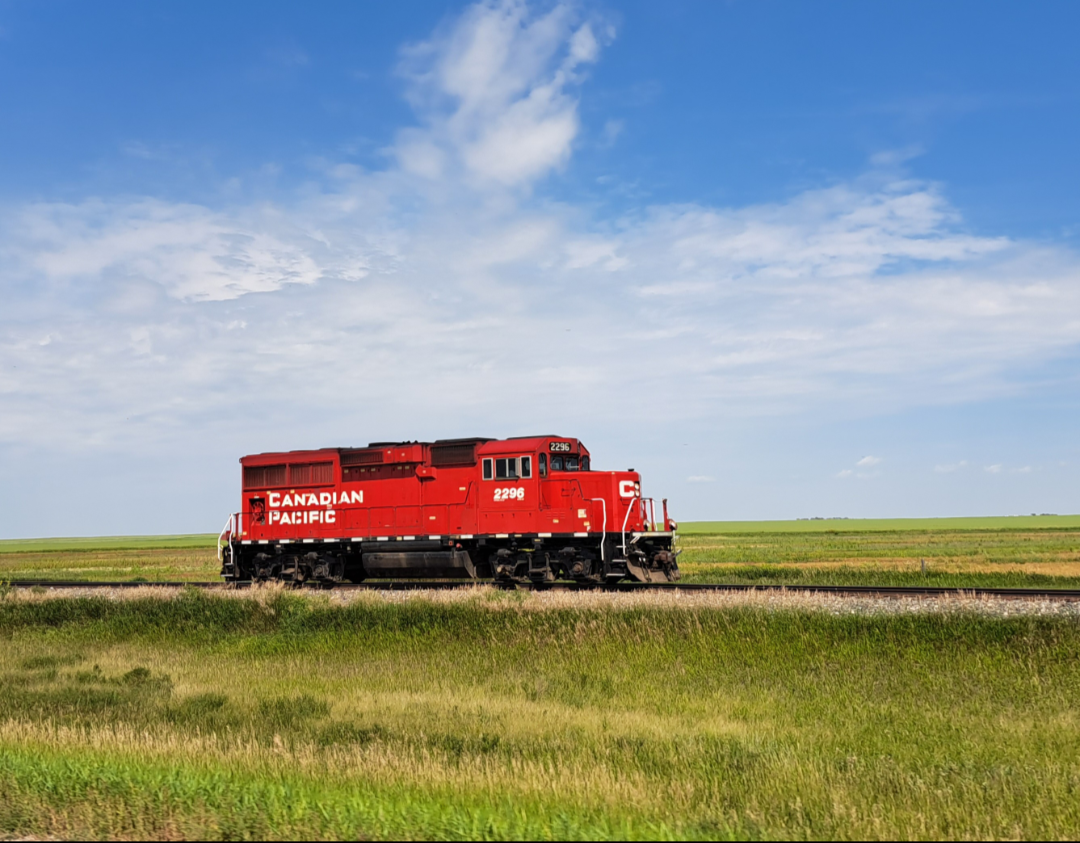 This lone EMD GP20C-ECO is seen trundling north bound just outside of Yellow Grass.