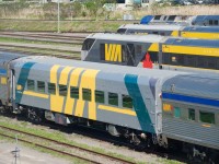 VIA 1750 (<i>Glenfraser</i>) is seen at the MMC. As far as I know, it has not turned a wheel in quite a number of years. In the background is an EXO consist. A couple of times a week, an EXO consist uses the VIA Rail washrack and then lays over here until the afternoon rush hour.
