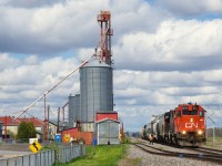 CN 589 is about to set off one car at the mill at St-Polycarpe, located off of VIA Rail's Alexandria Sub.