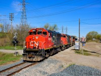 Like clockwork, CN 540 has made the Sunday morning run down the Huron Park Spur with interchange traffic for CPKC, seen here setting it out in the yard at South Junction.