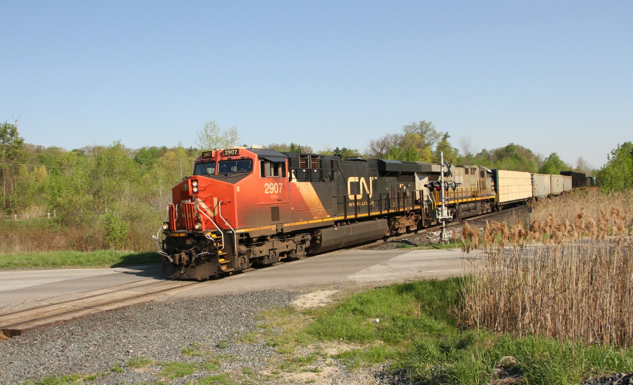 2907,(GE ES44AC), leads 3919 , (GE ES44AC) southbound down the Halton Sub on a beautiful long weekend holiday.