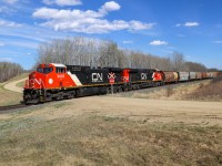 CN M 31151 08 climbs the grade between Gainford and Entwistle with CN 3418 and CN 3429. 