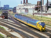 Headed for the Newmarket Sub and on to northern Ontario, ONR's Northlander rolls by Cabin D, and the west end of Toronto Terminal Railways territory.

<br><br><i>Scan and editing by Jacob Patterson.</i>