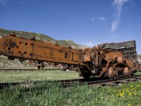 A coal mining tool from the Atlas Coal mine in Drumheller AB. This thing looks deadly. Note the chain drive on the wheels!