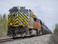 CN L57551 is almost at the end of it's trip. This train is loaded, and will likely head down to the coast. This unit is most likely going to get painted in CN colors and re-numbered, so it is neat to catch them while you can!