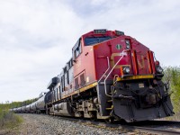 CN 2806 shoves on the rear of CN L57551 as it heads into Chetwynd. 