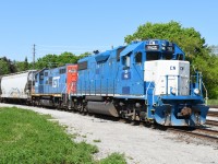 CN 540 has completed their work on the Guelph North Spur and is seen curving towards the junction with the Guelph Sub. CN 4906 led from Kitchener so I was hoping to get GTW 4623 leading back west, but unfortunately the crew wyed the consist. It's still a nice photo, but it would have been nicer if the GTW GP9R was leading! You can't win them all. 