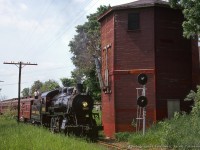 Ontario Rail Association's CVR 1057 pauses at Inglewood to take on water during an excursion.

<br><br><i>Original Photographer Unknown, Jacob Patterson Collection Slide.</i>