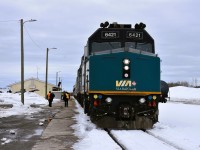 <b> Another trip in the books </b> <br>
VIA 693 has backed into the station at Thompson, MB and the head end crew has collected their belongings and make their way down the platform to the station where they will hand over control of the train to the new team of engineers. <br>
There is still a tremendous amount of snow on the ground for the end of April which has raised concerns about the amount of water that will be produced when it all melts. <br>
This concern became reality a week later when VIA 692 was stranded in Churchill for several days due to washed out sections of track on the HBR mainline.