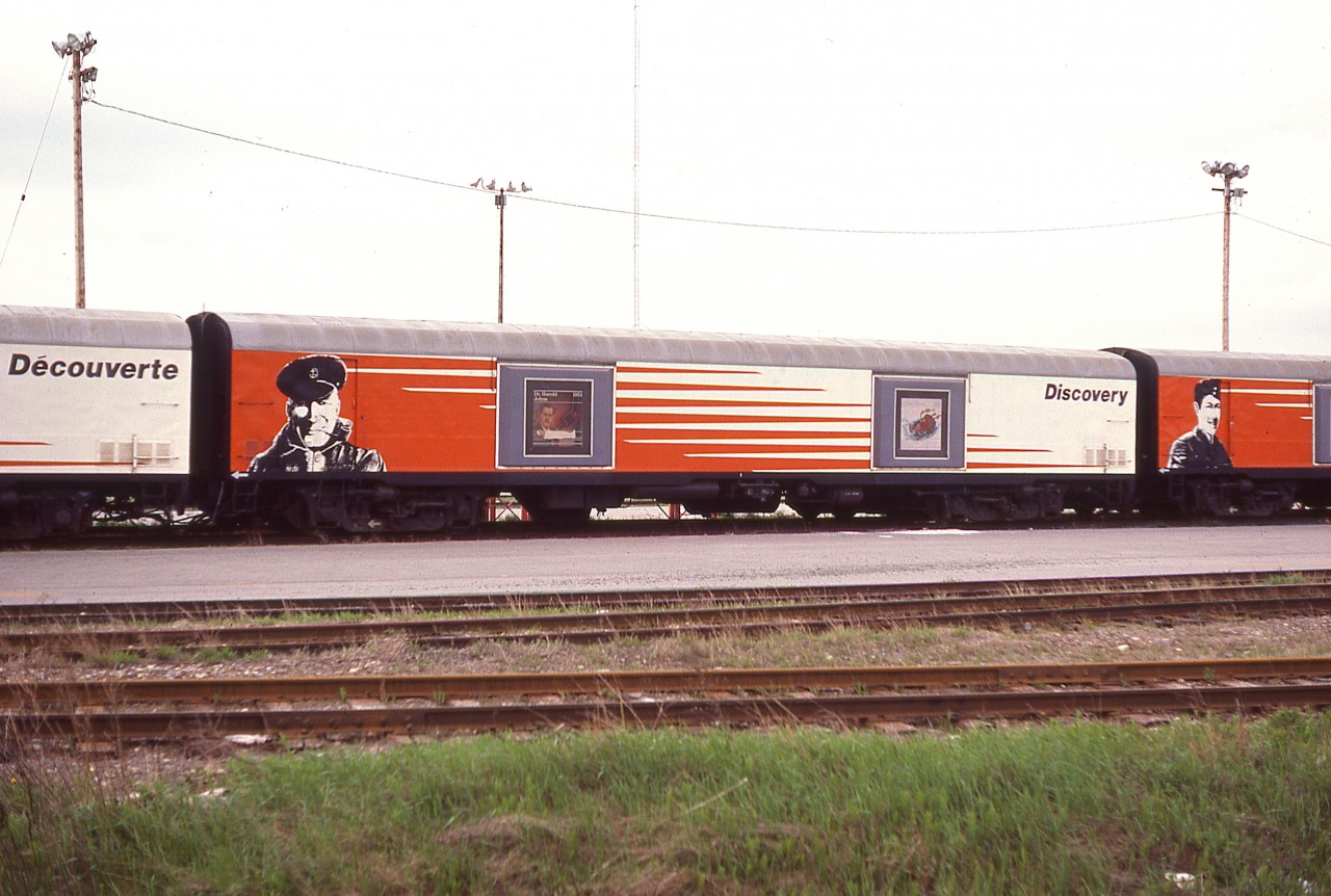 Here's something a little different. Stored in Ottawa when I drove thru in 1981 was a number of cars from the Canadian Discovery Train. This is one example of about 20 cars hauled cross country by a pair of CN locomotives for the most part. The train was sponsored by the National Museum of Canada; featuring a rolling museum stopping at many locations along the way in order to introduce citizens to the history of our country. The train ran between 1978 and 1980. I have no idea what became of the rolling stock.