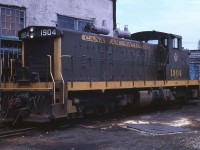 It is hard to believe that these 1200 hp little guys were purchased for passenger train service, were equipped with steam generators and were geared for 89mph.  The 1904 is shown in Capreol, Ontario in June 1966.