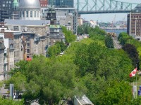 CN 500 is exiting the Port of Montreal with four hoppers.