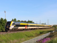 A planned detour due to work on the Metrolinx portion of the Oakville Sub. at Burloak Drive. has V71 operating on the Freight Only portion of the Halton Sub., seen here at Mile 44.6 just west of Appleby Line, Burlington, Ontario. VIA 2202 is providing the power today pushing from the tail end.


