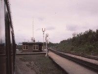A shot of the Medonte station taken from the vestibule of a CN coach on a UCRS excursion to Midland. The operator appears to have finished inspecting the train. The excursion ran up CP's Mactier sub to Medonte, transferred to CN's Midland sub via a short piece of the Port McNicoll sub and the shoofly connection in Coldwater. Return to Toronto was via CN's Newmarket sub. Photo by my brother.