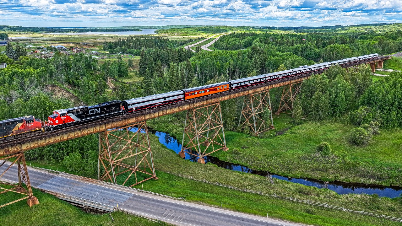 The 2026 CN Safety Train deadheads westward to Vancouver on the tailend of Q 11791 08.  The train will operate between Vancouver and Winnipeg, making stops in terminals across Western Canada.
