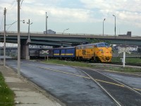 Passing beneath the Eastern Avenue overpass, joint ONR/VIA train, the Northland, nears its final destination of Union Station.

<br><br><i>Scan and editing by Jacob Patterson.</i>