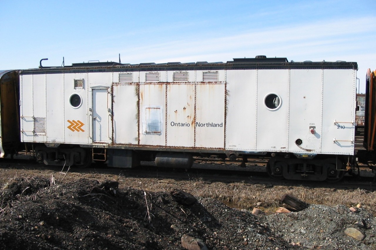 Out of steam  
ONT 210 has seen its last days of producing steam to heat passenger cars. 
This 40' 8" NSC 1960 built Steam Generator Car is ex-VIA 15482, nee-CN 15482. 
The ONR deadline I photographed on this date was full of passenger cars, freight equipment, and motive power, all waiting to be moved to the local scrappers location to meet their final fate.