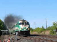 Eastbound GO putting the hammer down departing Oakville.

