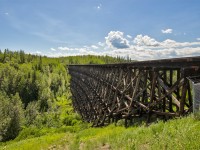 The old Pouce Coupe Trestle. Built in 1930 by the Alberta Northern Railway, this bridge is now owned by CN and is currently unused. These bridges are quite impressive.