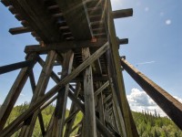 The old Pouce Coupe Trestle. Built in 1930 by the Alberta Northern Railway, this bridge is now owned by CN and is currently unused. These bridges are quite impressive.