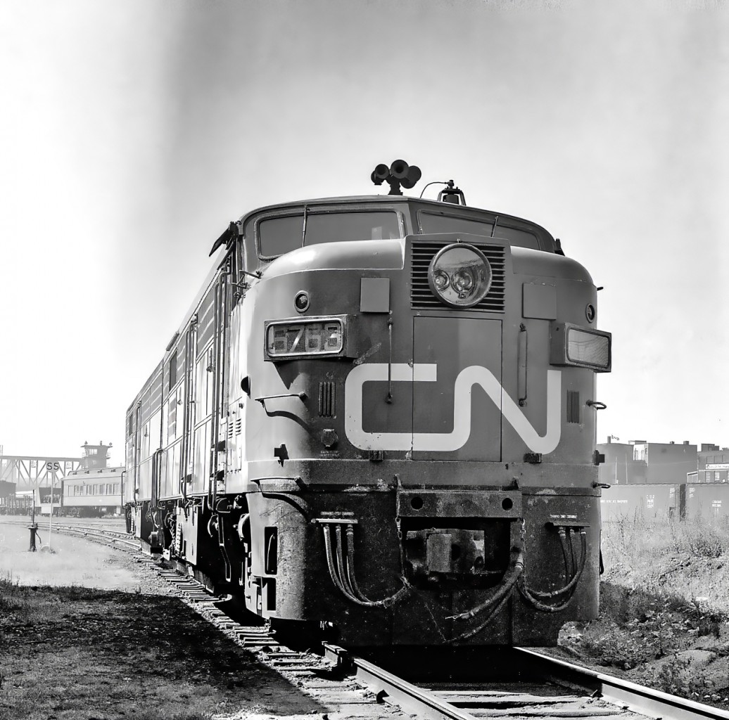 CN 6763 is in the CN Spadina engine facility in Toronto on (I believe) September 13, 1969.
