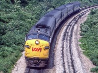 VIA 6534 is westbound approaching Bayview Junction, Ontario in June 1981.