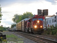 Hanging out with "The Egg", "The Frenchman" and "The Foamductor" one day at the infamous Bartlett Avenue crossing along CP's North Toronto Sub (where shenanigans were known to happen, from time to time) yielded a good number of trains, and quite a few with the then-populous CP SD9043MAC units. Here, CP train #222 has SD9043MAC 9117 on point with ES44AC 8786 as they climb upgrade on the stretch from from <a href=http://www.railpictures.ca/?attachment_id=32382><b>Davenport Diamond</b></a> to Bartlett Avenue in the evening light.<br><br>Afterwards, a visit to Lambton Yard yielded a <a href=http://www.railpictures.ca/?attachment_id=12954><b>good number of Geeps</b></a> for everyone, and I let them play on the playground equipment and slide in Runnymede Park to burn off some steam after a long day shooting all those trains.