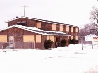 Here is a view of the old CN crew hostel in Fort Erie, which was located on the south side of the tracks near the Central Av bridge.  Closed up and slated for demolition. It is a shame a place like this could not be repurposed.