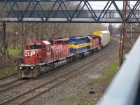 In May of 2014, CP train no.147 showed up around the bend at the Rosedale pedestrian bridge with three SD40-2's hauling a train of autoracks for the Indiana Harbor Belt in Gibson, IN, outside of Chicago. This was back when CP Rail was still fun. James Adeney might have his videos and photos of this train somewhere!