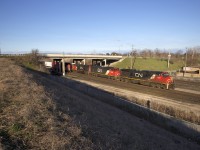 Later in the evening at Waterdown Rd, I caught a westbound CN freight getting underway out of Aldershot yard with a great consist...C44-9W 2561, SD60F 5560, and SD75I 5755. I am going to guess that this guy was either a  300-series manifest or an A435.