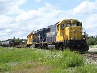 ON2200 ( EMD GP40-2) leads ON2201 (EMD GP40-2) into the Cochrane yard on a sunny Friday July 03rd.