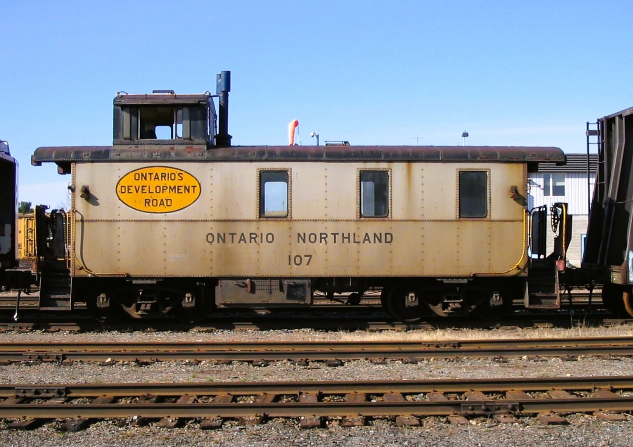 Modern in its day  
ONT 107 riveted steel construction van sporting some modern innovations for its time. 
Electric marker lights, electric grab iron/step lights, sealed windows, dual shark-fin radio antennas, and an axle-driven battery charging generator. 
It escaped the ONR deadline and ended up in the Niagara Region of southern Ontario based on the photo viewable at this link ... 

 https://www.railpictures.net/photo/409820/