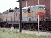 Quebec North Shore and Labrador GP9 #167 was found near Toronto Union Station with a group of units in July of 1982. 