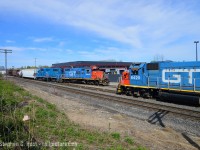 When this GP9 arrived in Kitchener the local railfans were all hot for what it could go on. It's been decades since a GT GP9 was around Kitchener. The next day we found 542 switching Kitchener yard with the 6420/9449 and hoped that perhaps 540 would take the GP9 set later in the morning. After switching the yard for an hour 542 would park 6420/9440  along the fence line, and swapped to the 4623 set and the plan was to shove out of the yard and follow the GO train out to Guelph, allowing 3 of us to get this shot. 540 would take the 6420 set instead later in the morning. For about two months that 6423 was in the area the foam was very very strong, and now the unit was sent back to mac, and onward to Montreal where it now works. Get your shots, there's very few of these GT GP9's left on the roster.
